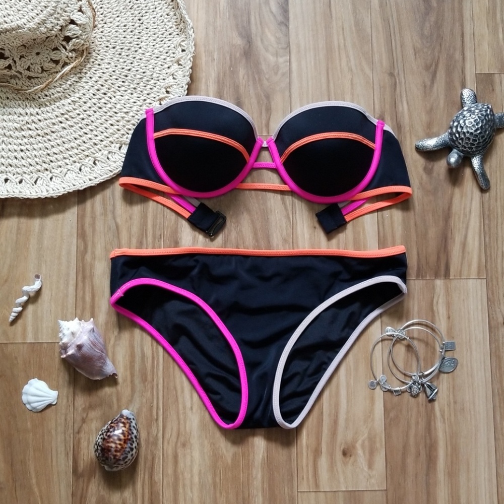 Color block push up bikini